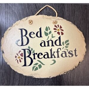 VTG Rustic BED & BREAKFAST Handcrafted Slate Stenciled Plaque by PLAIN JANE 9x7